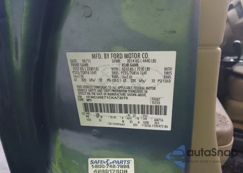 2012 Ford Escape Limited from USA, damaged, VIN 1FMCU0E71CKA72076